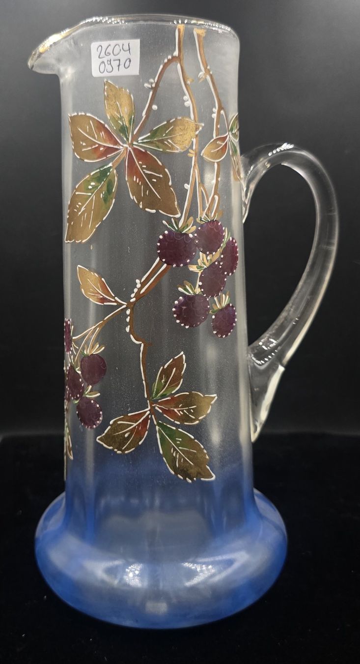 Caraffe: Antike, handbemalte Glaskanne im Jugendstil – Usato da Rorschacherberg venduto da snOOpydOg11