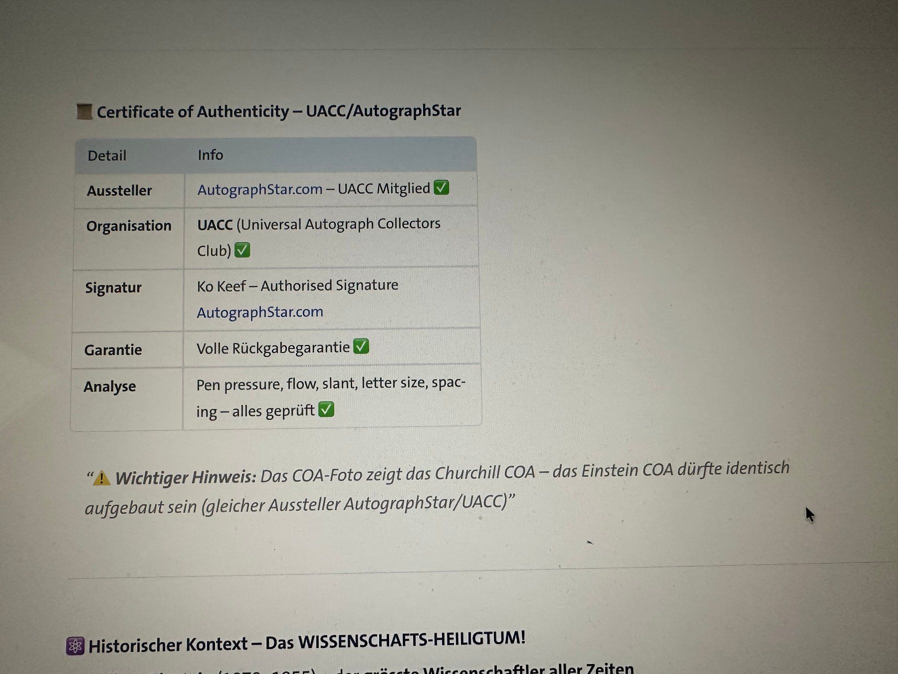 Autografi: Originalautogramm von Albert Einstein 1936 mit COA – Usato da rafz venduto da Ttt0071 5