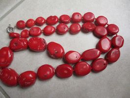 Schwere rote Stein Halskette, geknüpft