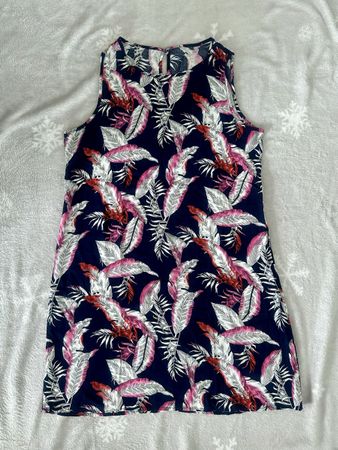 Sommerkleid Viskose Kleid floral Gr. M dunkelblau mit pink