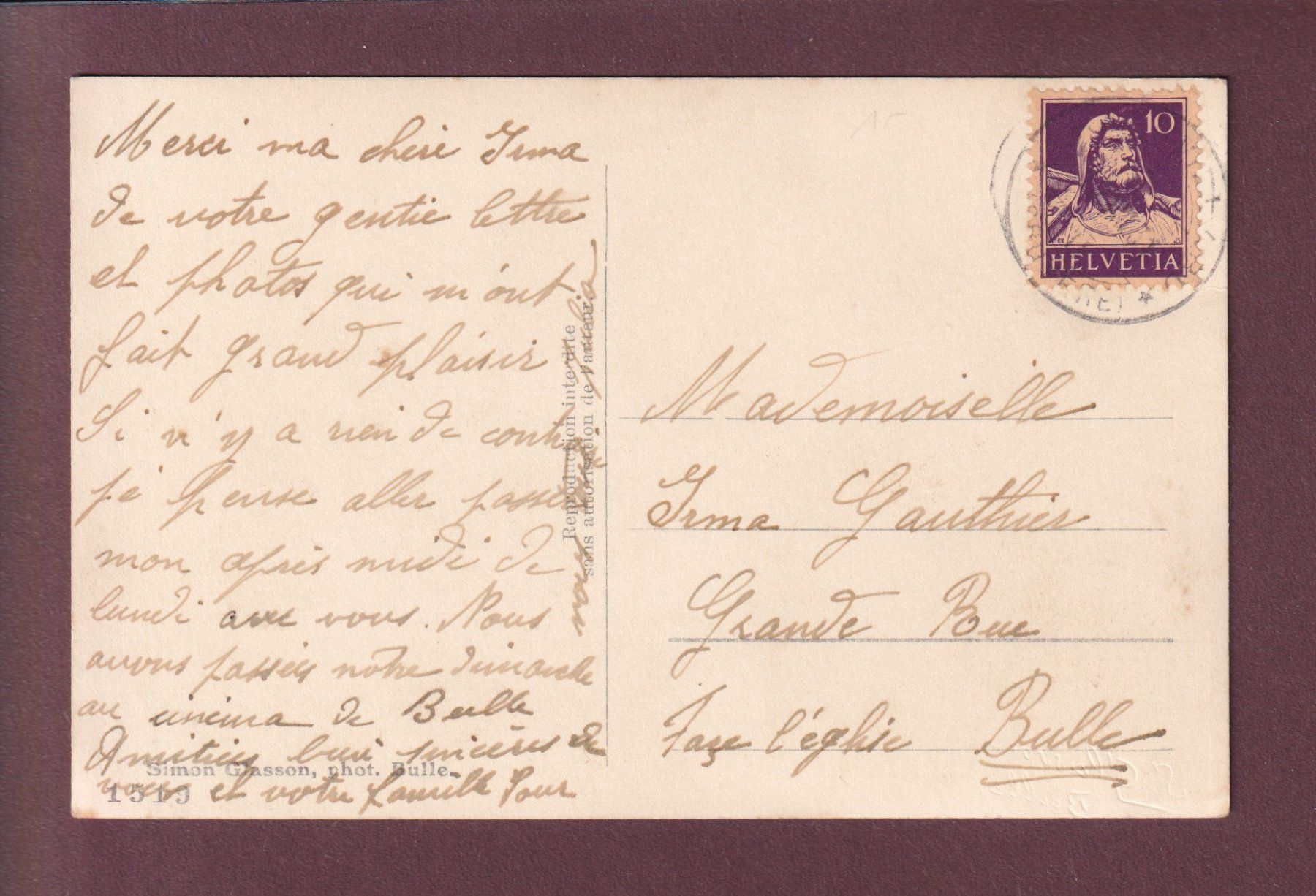 Cartoline postali: Fribourg - BRENLEIRE et FOLIERAN – Usato da Pully venduto da nicecards 1
