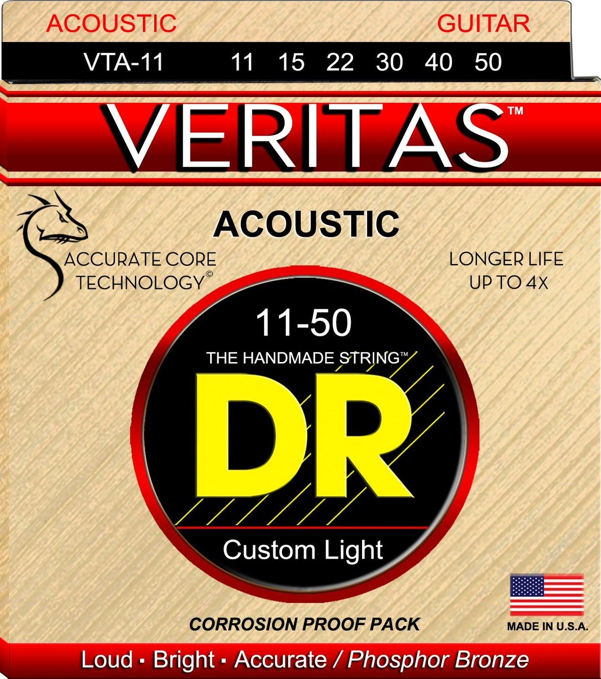 Strumenti musicali: DR Acoustic Guitar Strings VERITAS 11-50 – Nuovo e nell'imballaggio originale da Zofingen venduto da Rodeln