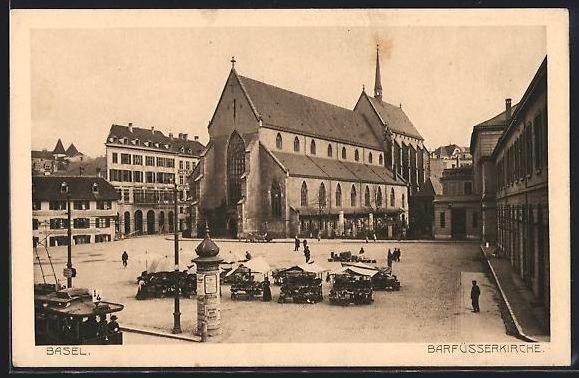 Cartoline postali: AK Basel, Ansicht der Barfüsserkirche – Usato da Berlin venduto da bartko-reher