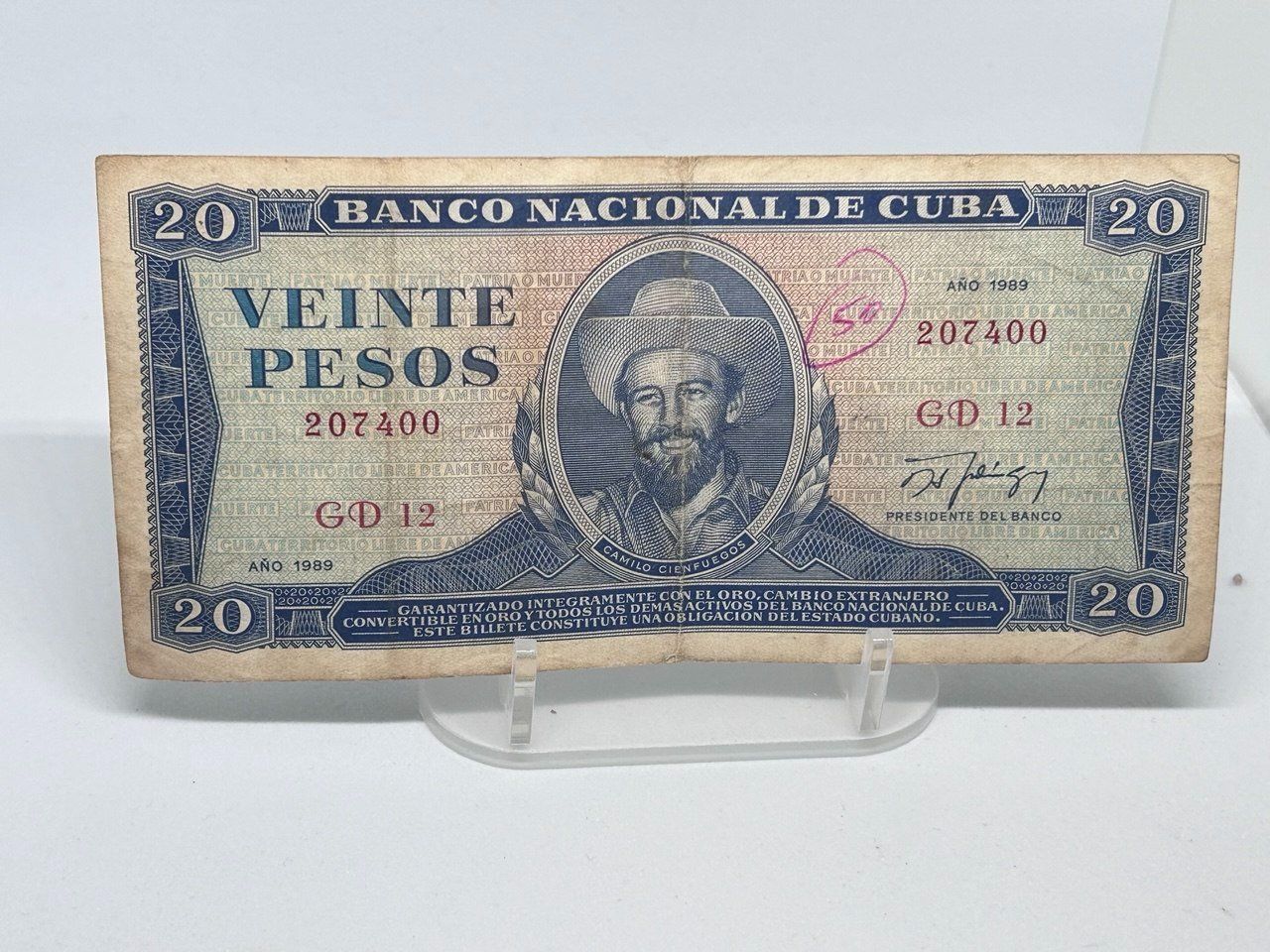 Banknoten: 20 Pesos Cubani 1989 – Gebraucht aus Giubiasco von LorisVale