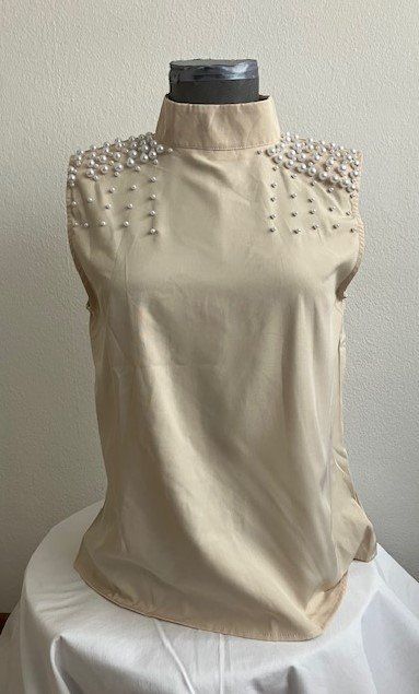 Shein Blusen: Chemisier beige élégant avec perles, T. M – Gebraucht aus Marin-Epagnier von rchouchouu