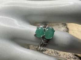 Smaragdring in Sterlingsilber, Gr.55
