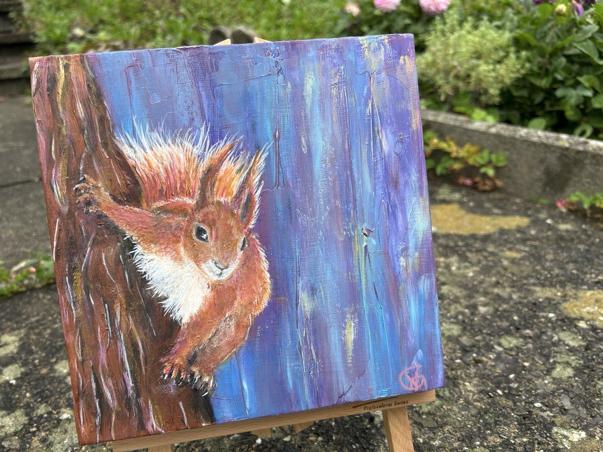 Dipinti: Eichhörnchen Gemälde, Original 20x20cm, Herbstdeko, Neu! – Nuovo (secondo la descrizione) da Luzern venduto da lit_xs5v 3