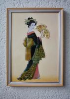 Japanisches Reliefbild Geisha mit Fächer