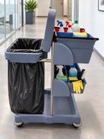Profi-Reinigungswagen mit zwei Wassereimern u.100-Liter-Abf.