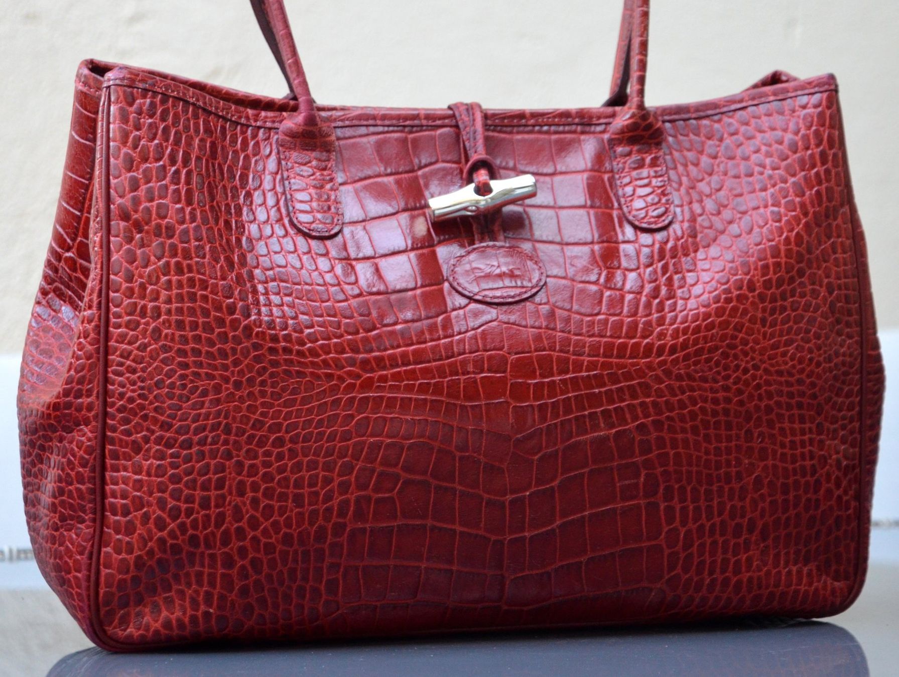 Longchamp Borse da donna: Longchamp Croco-Embossed Roseau Tasche / sac – Usato da Collonges venduto da Auganien 2