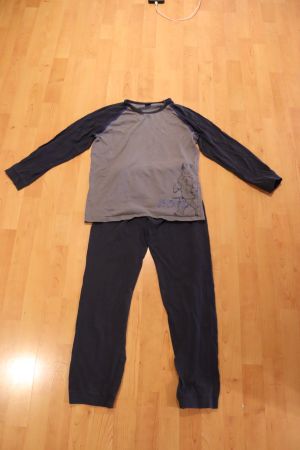 blaues Langarm Jungen Pyjama 146 Schiesser