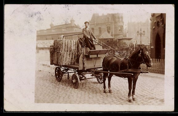 Cartes postales: Foto-AK Hamburg, Pferdegespann mit Stroh – D'occasion à Berlin par bartko-reher