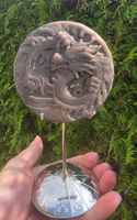 🐉⚫ Silber-Obsidian Drache auf Metallständer ✨