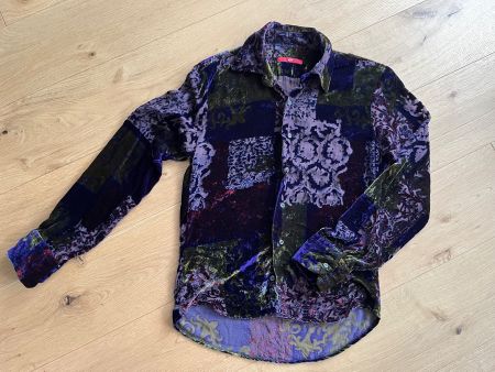Auffällige Angel Devil Bluse Samt Patchwork L Vintage Boho