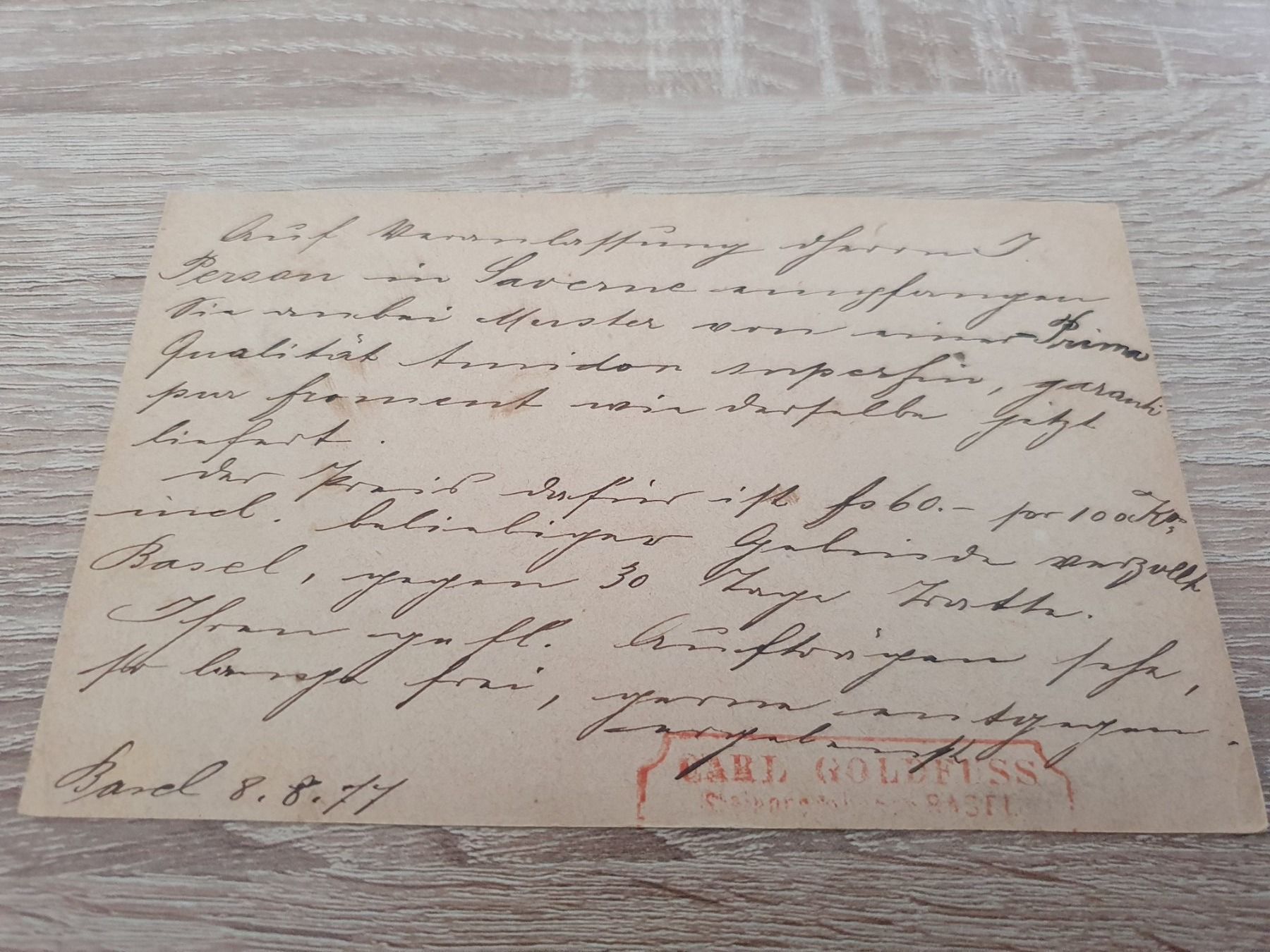 Tutti i francobolli: Postkarten Ganzsache Carl Goldfuss Basel – Usato da Balgach venduto da SIMEON27 1