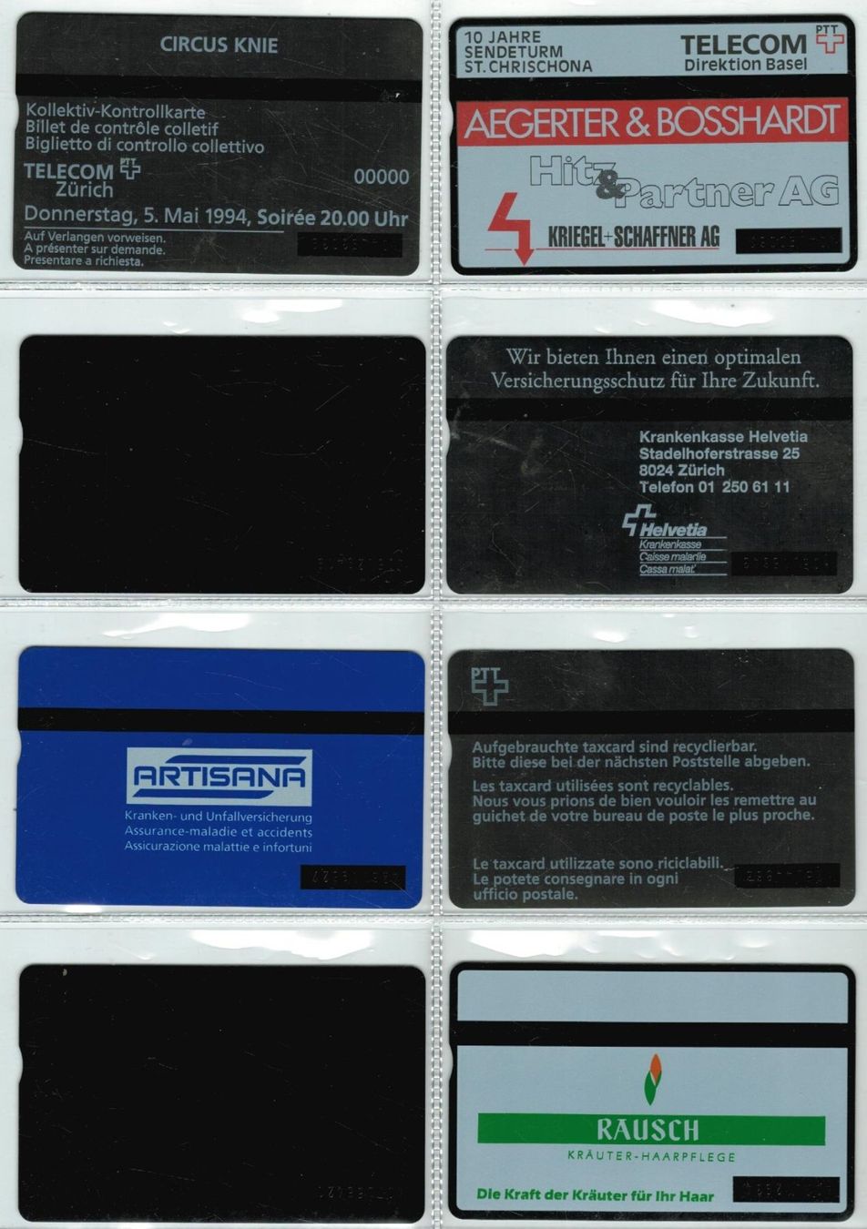 Telefon- & Taxkarten: 8 Taxcards – Gebraucht aus Zürich von Tolima194 1