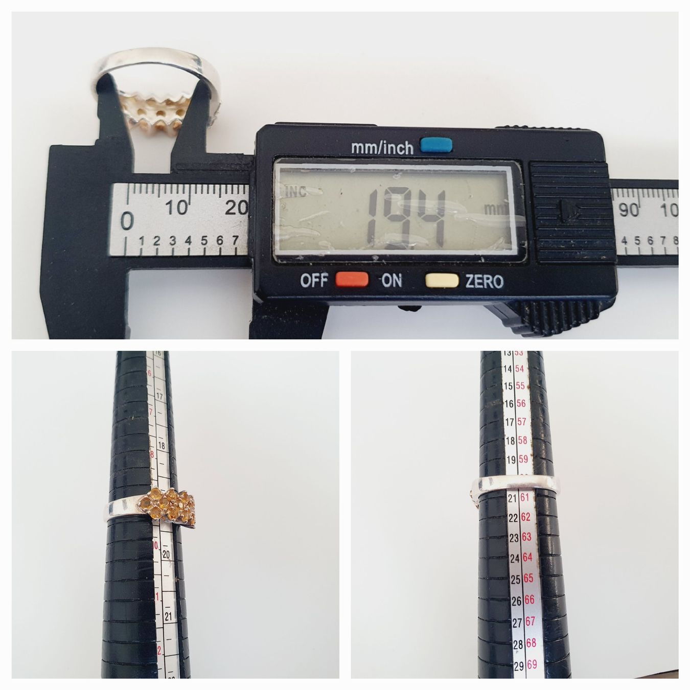 Anelli: Silber Ring 925 mit Citrin-Steinen, Grösse 19.4mm – Usato da Kreuzlingen venduto da Wunderkiste123 1