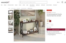 Tectake Konsolentisch Tacoma Industrial Style Holz und Stahl