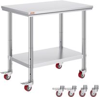 Edelstahltisch 90x60x85cm Rollen & Ablage höhenverstellbar