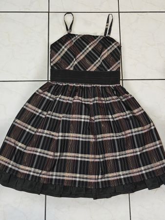 Mädchen Kleid Glitzer Karo Topo Gr. 134 (8-9 J) Festliches