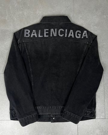 Balenciaga Rhinestone cristal Black Denim Jacket