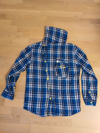mens Stylish Flannel Shirt - Blue Plaid, Size L, for Autum