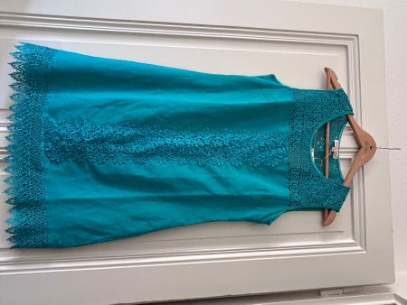 Emerald green lace detail summer dress