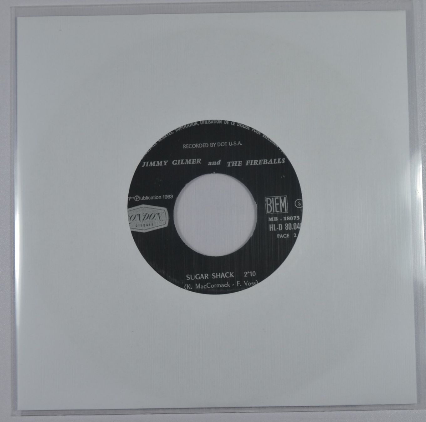 Schallplatten: Single: JIMMY GILMER & FIREBALLS - Sugar Shack (Rockabilly) – Gebraucht aus Frenkendorf von Yard-Sale-2000
