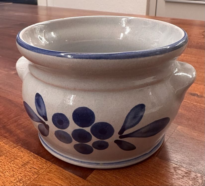 Flora Bunda Keramiktopf Mit Sternen-Motiv Auf Holzständer, 10,2 Cm, Blau – Dekorativer Übertopf Für Drinnen