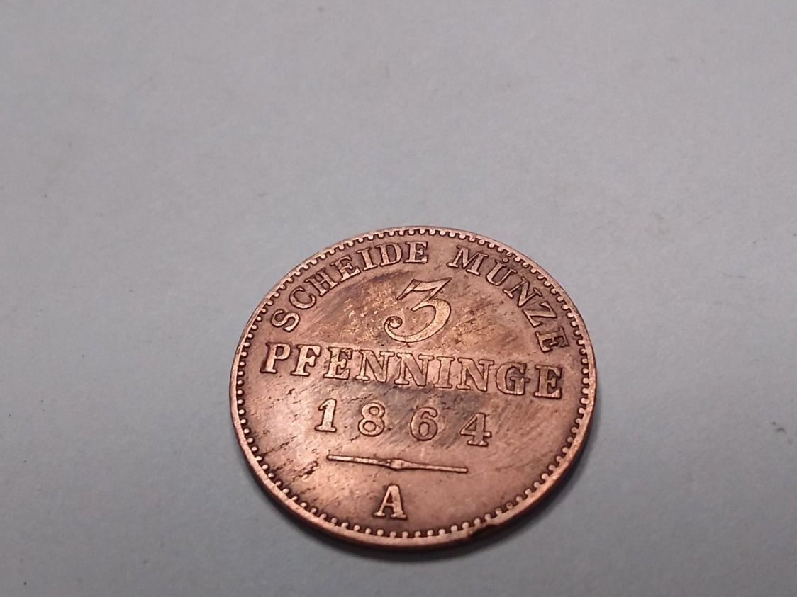 Tutti le monete: 3 pfenninge 1864 A Pruss – Usato da Neuchâtel venduto da pasprie