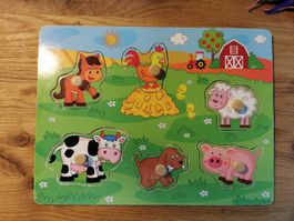Holzpuzzle Bauernhoftiere für Kleinkinder