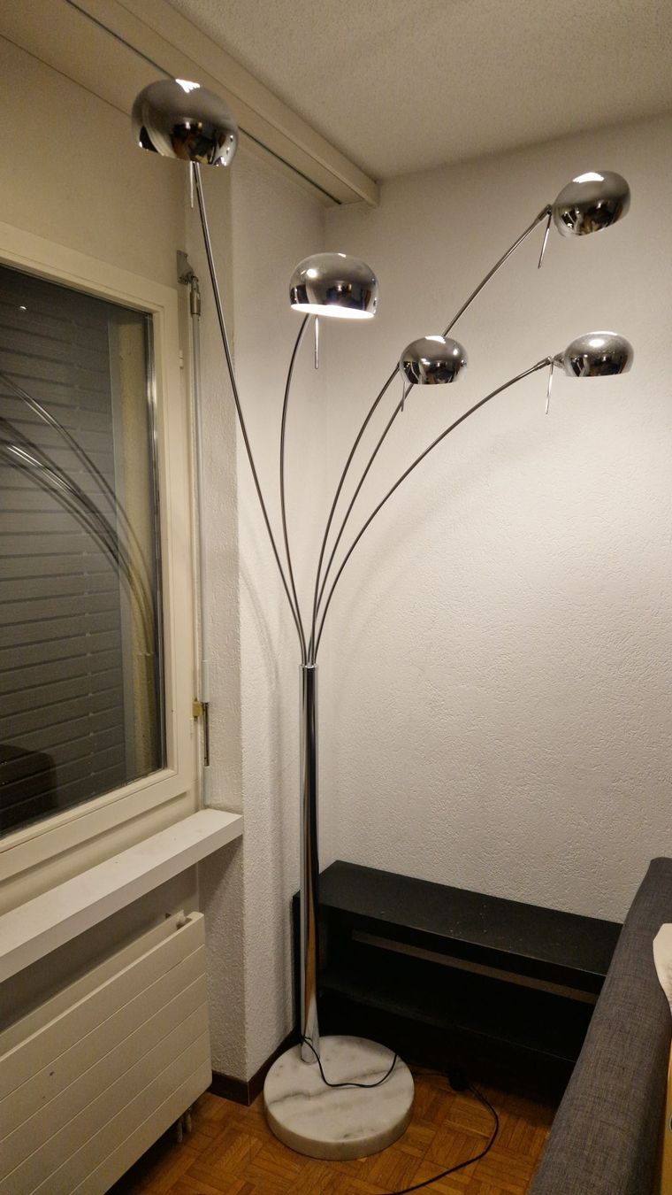 Lampade: Multi-Arm Floor Lamp Chrome with Marble Base – Usato da Rüschlikon venduto da -J05u3- 3