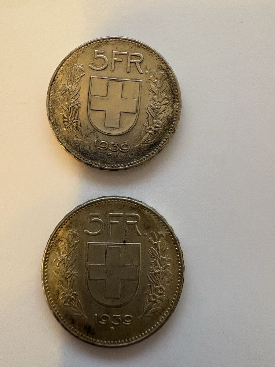 Tutti le monete: 2x 5 chf 1939 – Usato da Murten venduto da Tzaugg 1