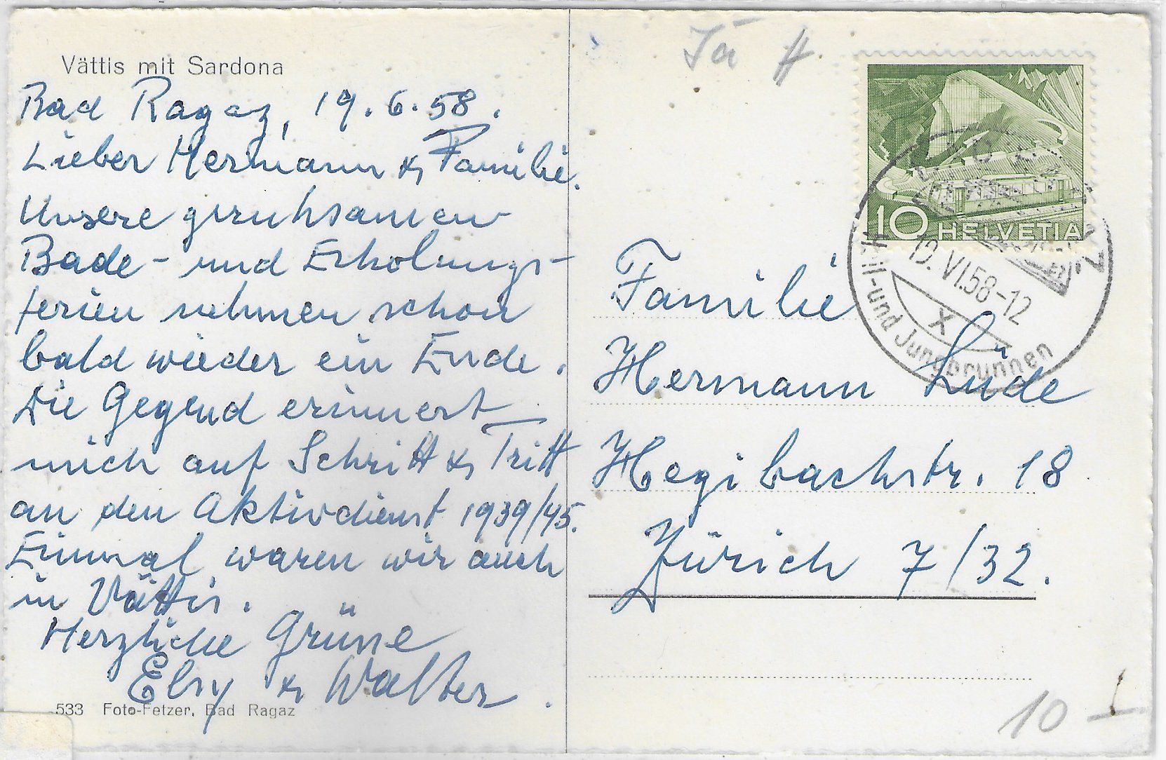 Cartoline postali: Vättis mit Sardone – Usato da Ettingen venduto da Kartenplanet 1