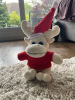 Weihnachtlicher Elch Plüschtier mit Muetze, Top Zustand!