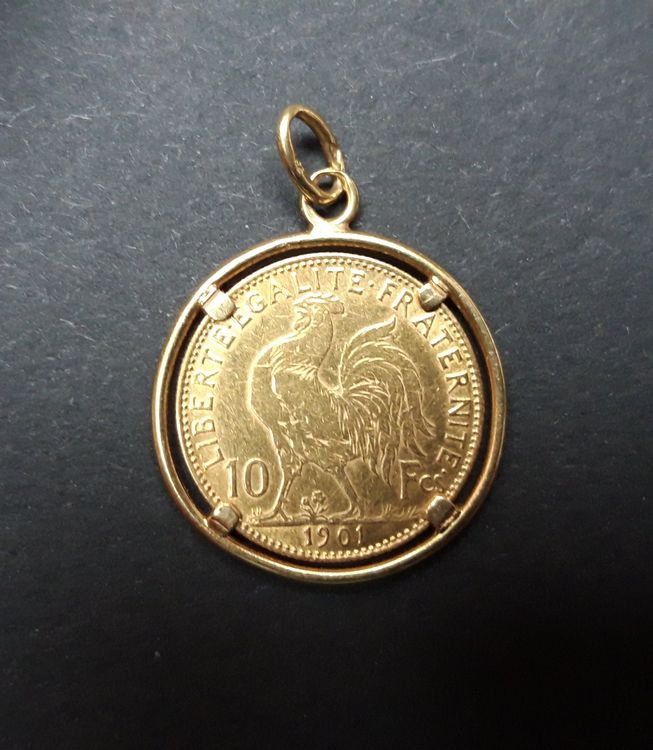 Broche Ancienne Pièce De Monnaie Marianne République Française - Monture Bakélite Et Métal - Occasion