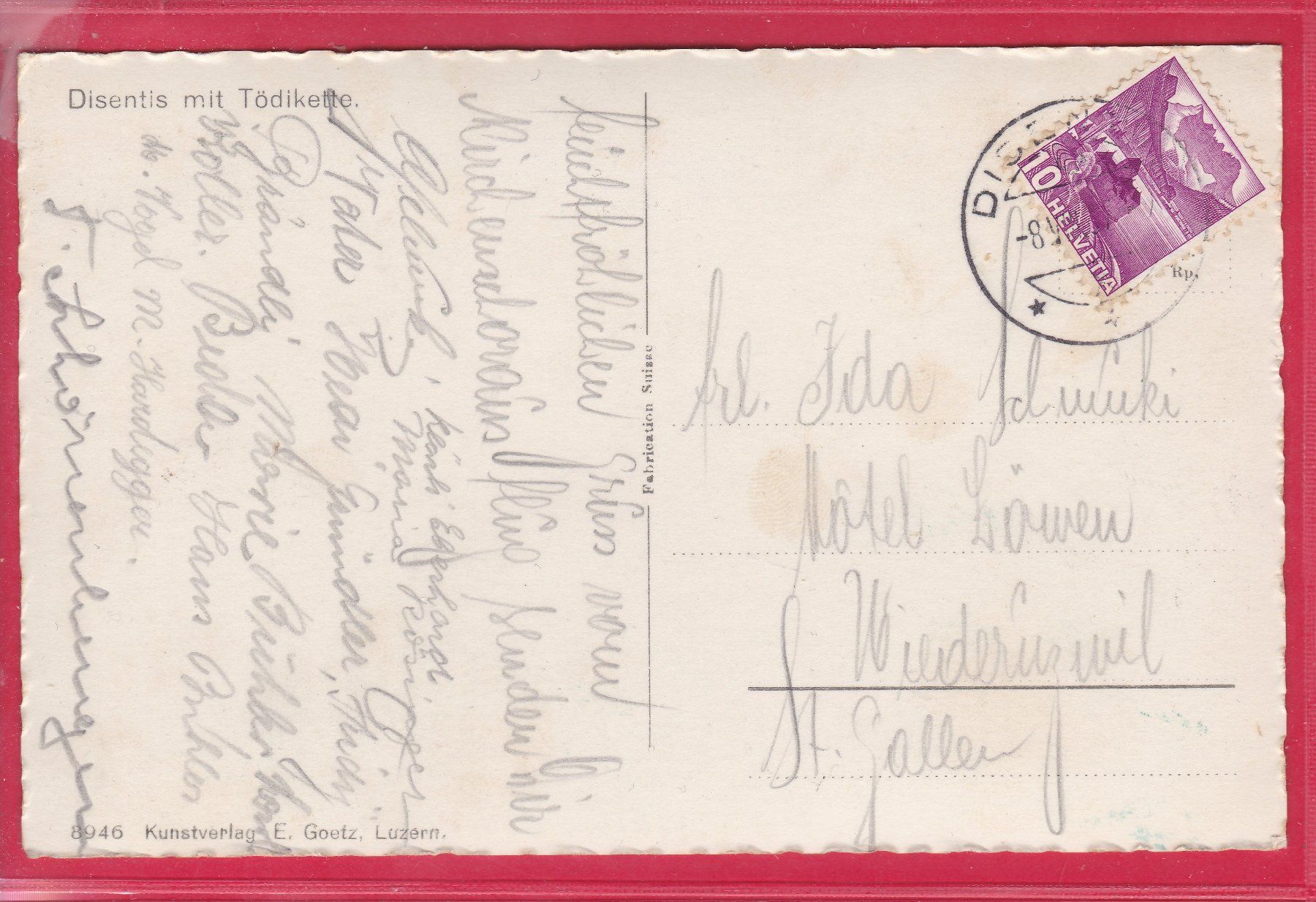 Cartoline postali: DISENTIS MIT TÖDIKETTE, – Usato da Oberrieden venduto da Gebirgsstelze 1
