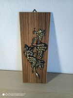 Wandbild Holzoptik Weintrauben Metall