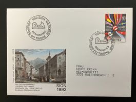 Couvert Tag der Briefmarke 1992 Sion