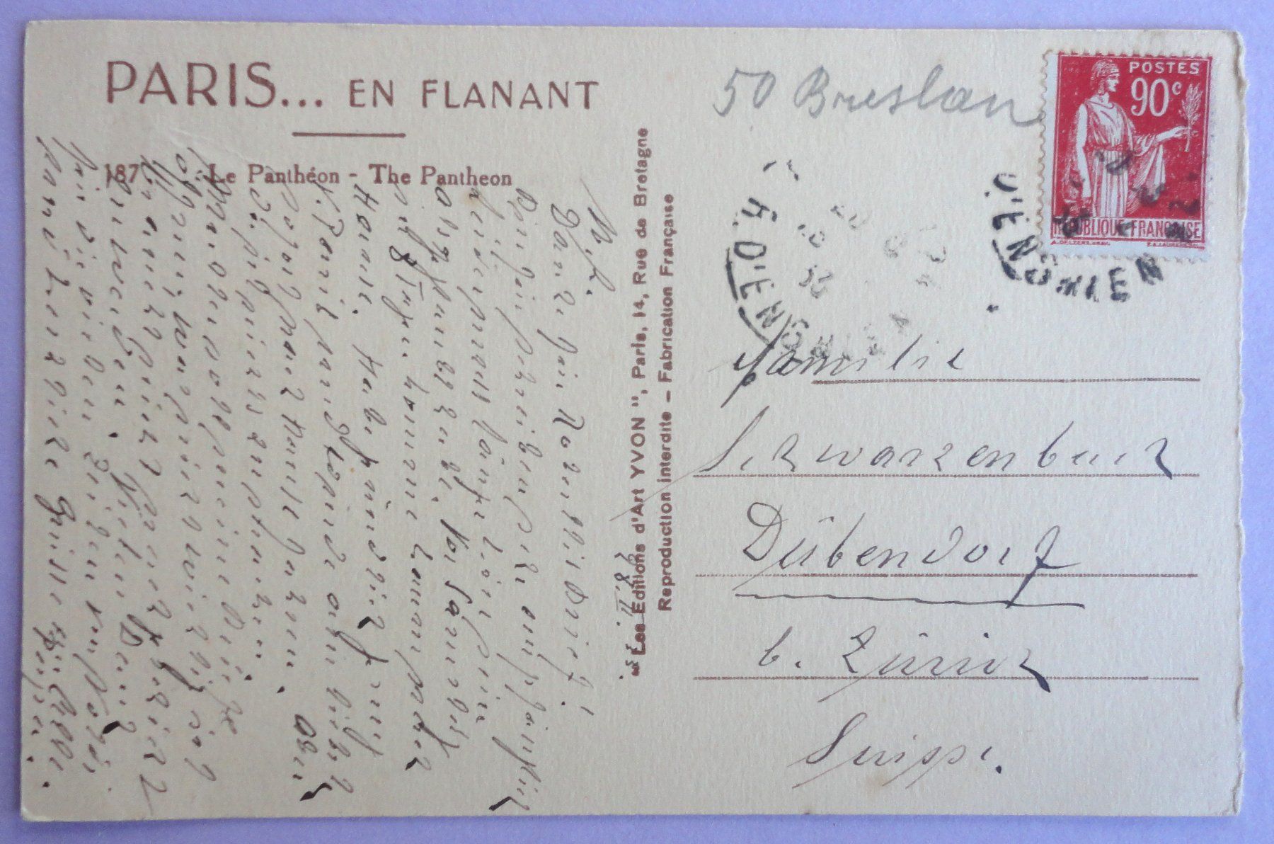 Cartoline postali: Paris - Le Panthéon – Usato da Fétigny venduto da Billy2miny 1