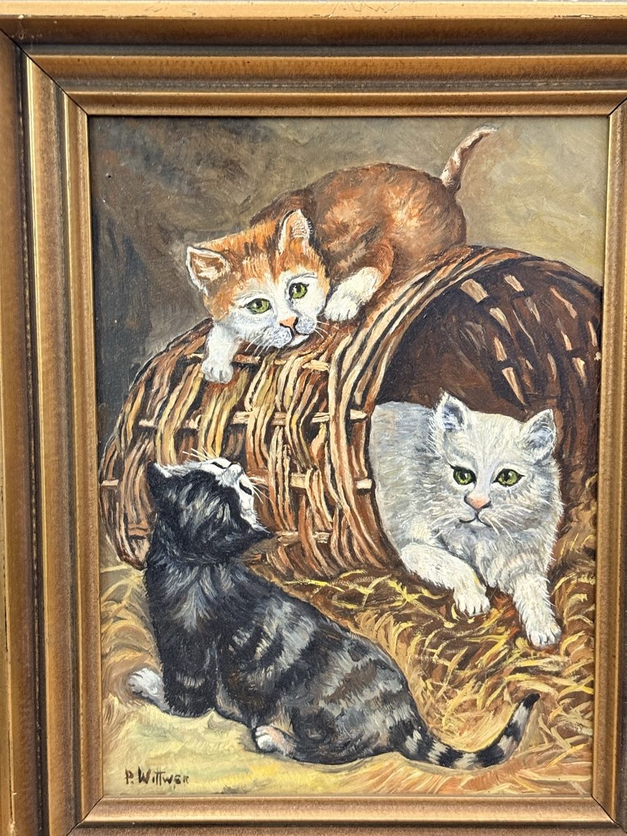 Dipinti: Drei Katzen - Ölgemälde - P. Wittwer – Usato da Solothurn venduto da NUVICO 4