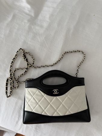 Vintage Handtasche in Schwarz-Weiss