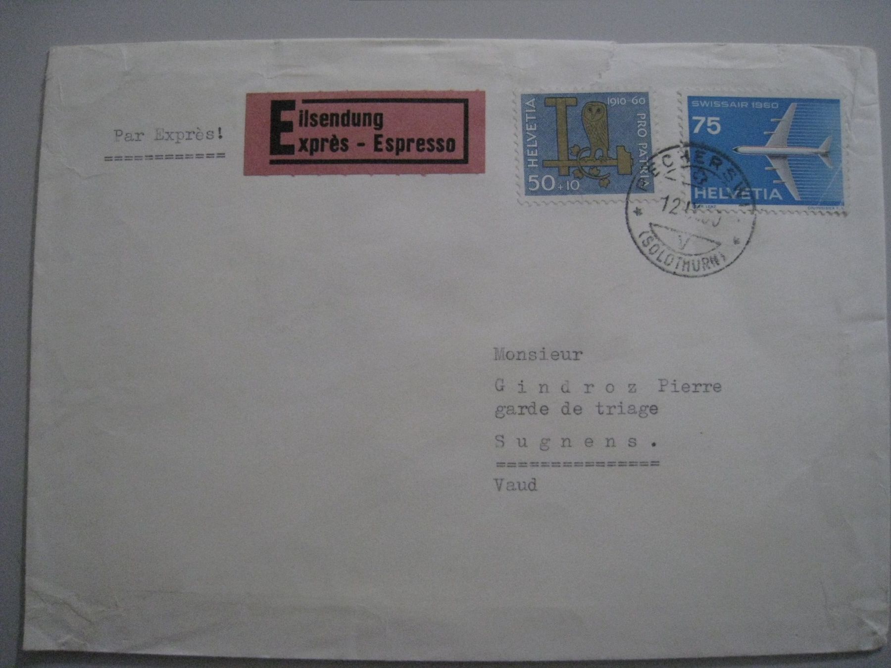 Buste & buste per spedizione: Recherswil  Sugnenes  1960 – Usato da Aarwangen venduto da Pinsel7890