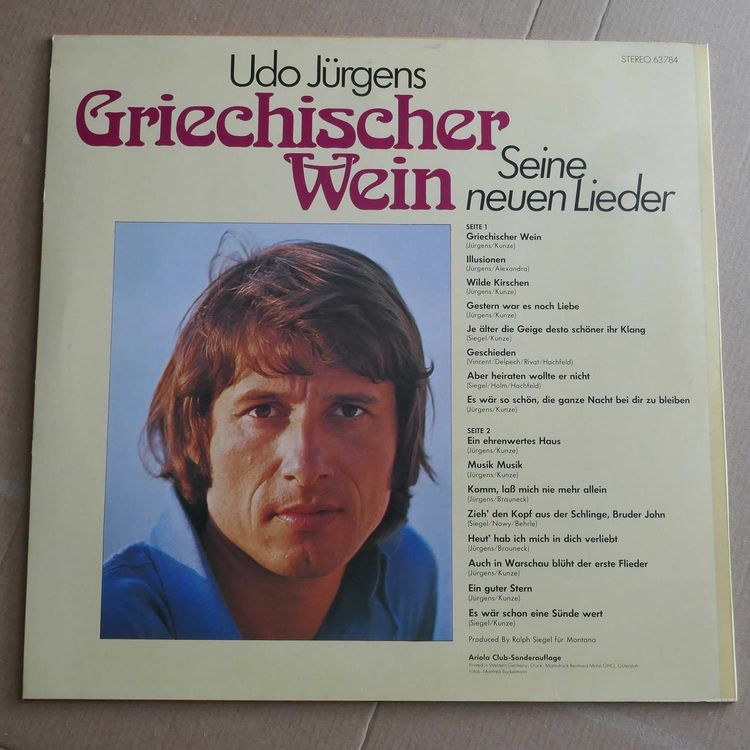 Udo Jürgens - Griechischer Wein - Seine neuen Lieder - Club | Kaufen ...
