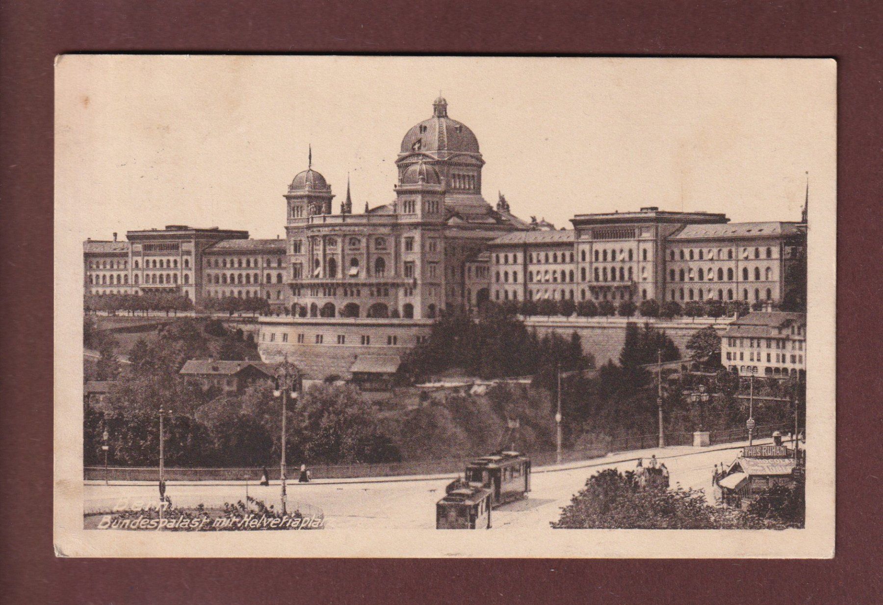 Cartoline postali: BERN - Bundespalast - Tram - 1918 – Usato da Pully venduto da nicecards