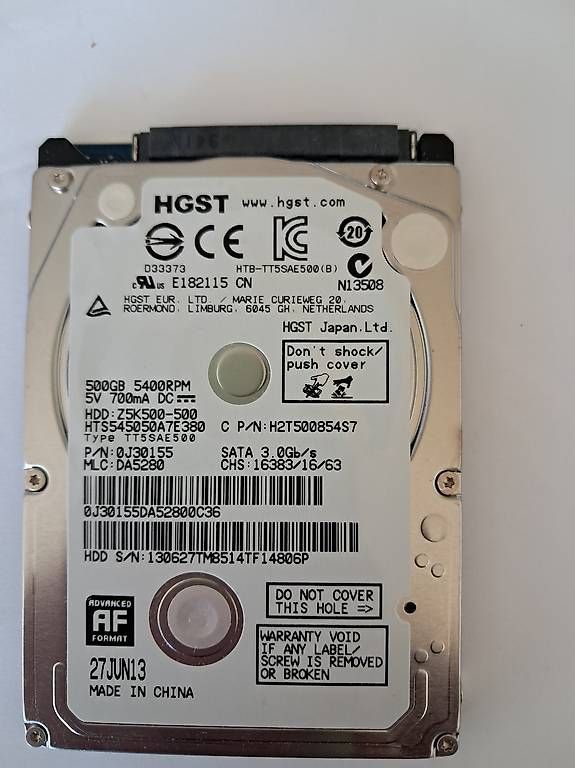 Dischi rigidi: Hard Disk / Festplatte HGST - 2.5''; 500 GB – Usato da Dietikon venduto da m53