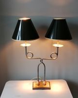 Tischlampe goldig aus Metall mit schwarz/ goldenen Schirmen