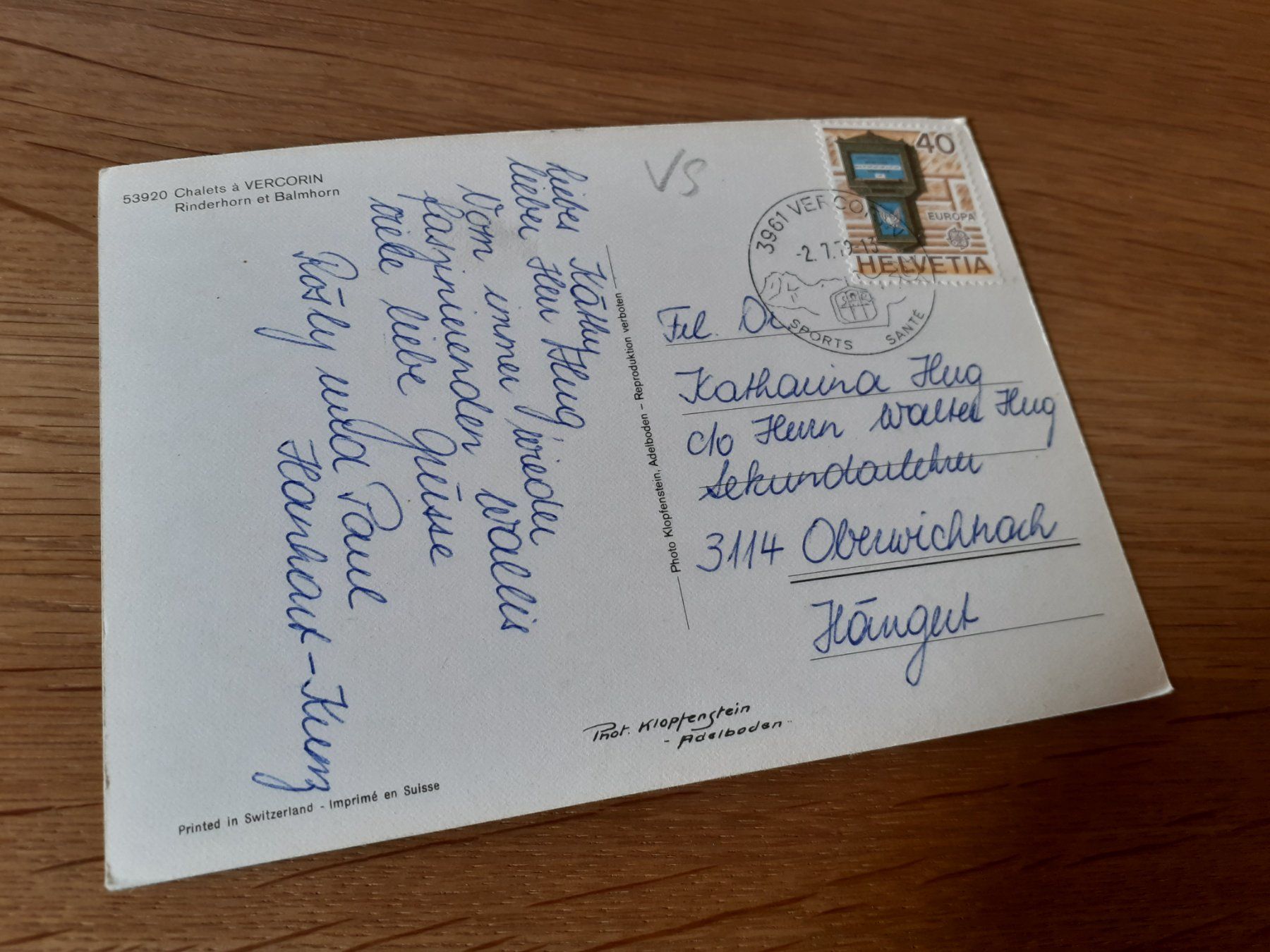 Cartoline postali: CHALETS à VERCORIN - 1979 – Usato da Winterthur venduto da Ornyx7 1