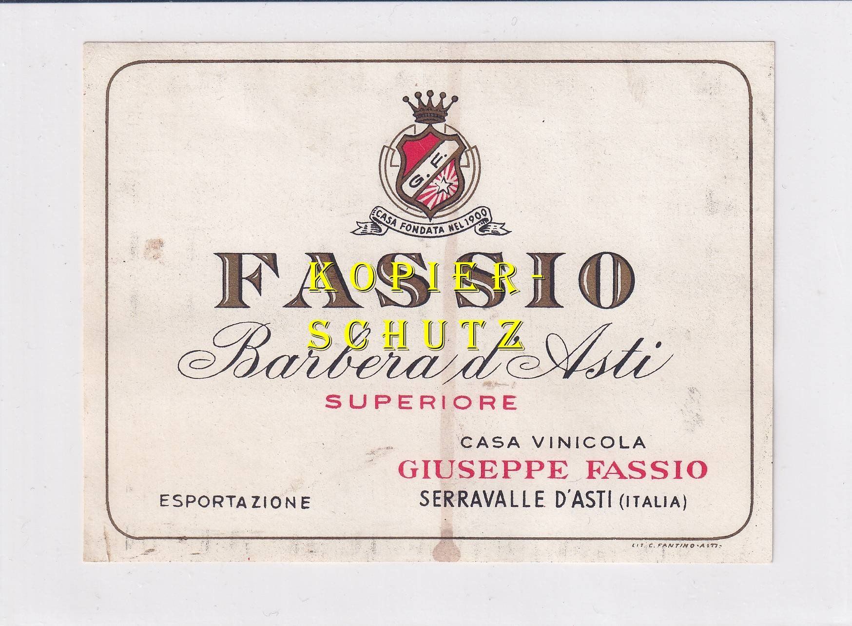 Papiere: Etikette - Barbera d'Asti "Fassio" /bd – Gebraucht aus Hombrechtikon von Rudolf07