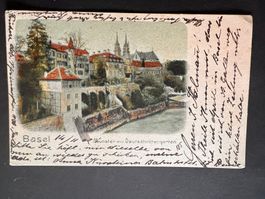 Postkarte Basel Münster mit Garten1902 (P148)